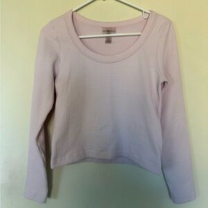 Eye Candy Light Pink Waffle Knit Long Sleeve Top L/XL
